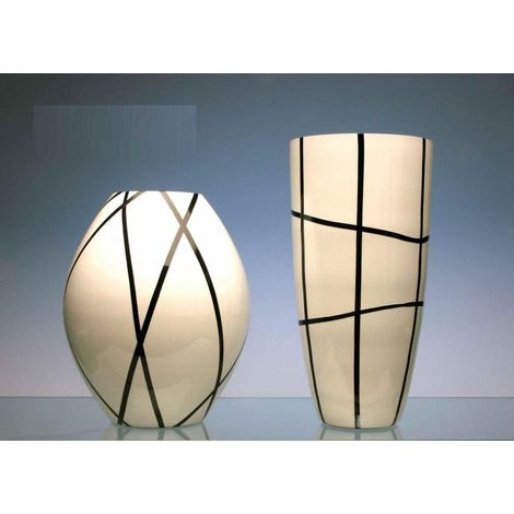 Vaso luna nero scacchi 30 cm profili vaso vetro decorato (1/2)