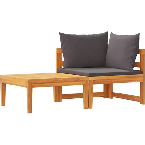 Maison Exclusive - Set Divani Giardino 2 pz con Cuscini Grigio Scuro Legno Acacia