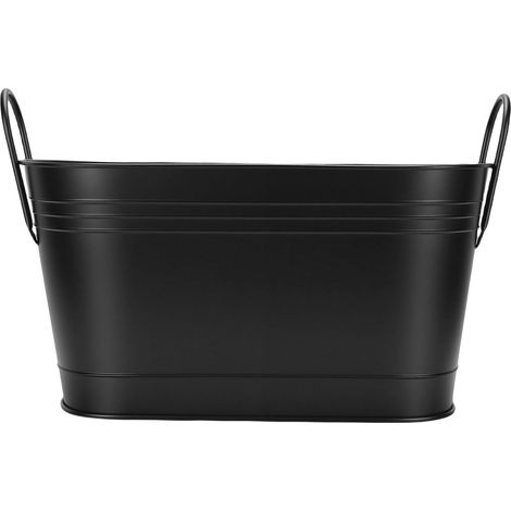 Seau Porte-bois de Chauffage Noir, Porte-bûches en Fer Spacieux, Bac de Rangement avec Poignées pour la Plantation de Jardin Intérieur et Extérieur de la Maison (1/5)