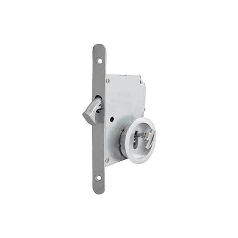Kit Serratura Porta Scorrevole Con Chiave Tondo, Cromo Satinato