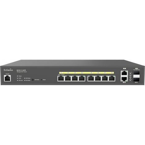EnGenius ECS1112FP Netzwerk-Switch Managed L2+ Gigabit Ethernet (10/100/1000) Power over Ethernet (PoE) Schwarz