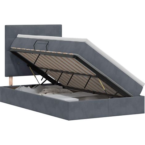 Cama con almacenamiento y colchón Gris oscuro 120 x 200 cm vidaXL (1/5)
