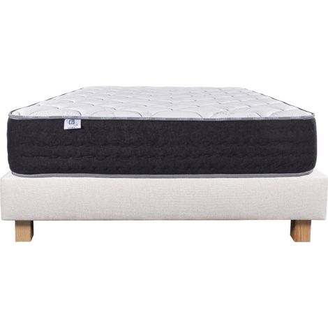 Ensemble Matelas Serenite, 27 cm, ressorts ensachés, ferme, face été/hiver + sommier beige ep20cm, 90x190cm (1/5)