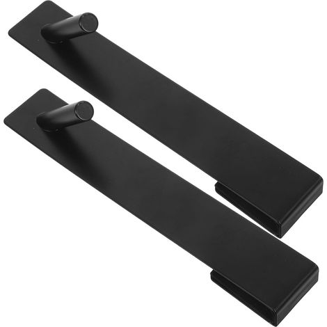 PartyKindom Gancho para Puerta de Vidrio Acero Inoxidable Negro (1/5)