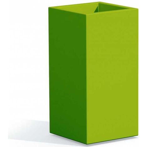 Vaso quadrato in resina h 80 mod. Cube Top 40x40 verde