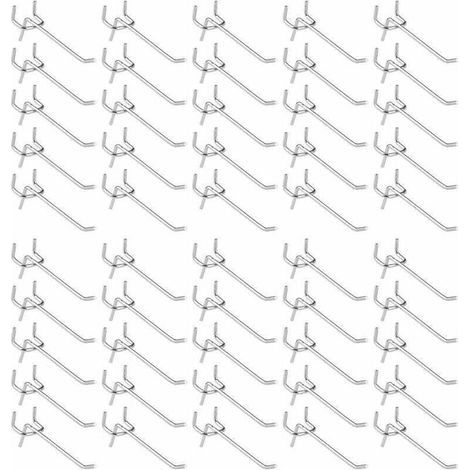 50 ganchos para paneles perforados, ganchos para estantes de pared para exhibición, paneles perforados, garaje, taller, herramientas, almacenamiento, perchas, ganchos para estantes de pared (1/5)