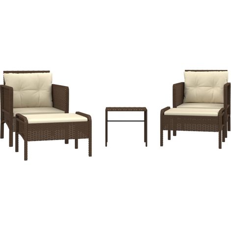 Maison Exclusive - 5-tlg. Garten-Lounge-Set mit Kissen Braun Poly
