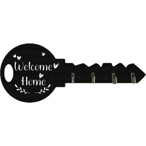 Porte-clés - Boîtes à clés - Porte-clés mural - Bois - Porte-manteau avec 4 crochets - Tableau à clés - Organiseur de clés - Porte-clés mural - Vintage Design - Crochets muraux - Décoration - 29.5×12 (1/5)