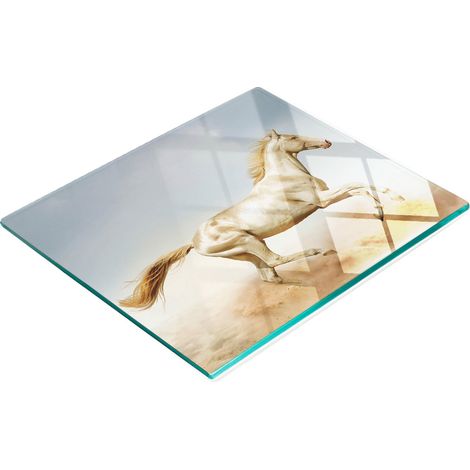 Tablero de vidrio decorativo multifuncional para cocina con estampado de caballo, 60x52 cm.