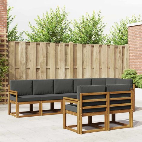 vidaXL Outdoor-Sofagarnitur mit Kissen 8 pcs Natur und Anthrazit (1/5)