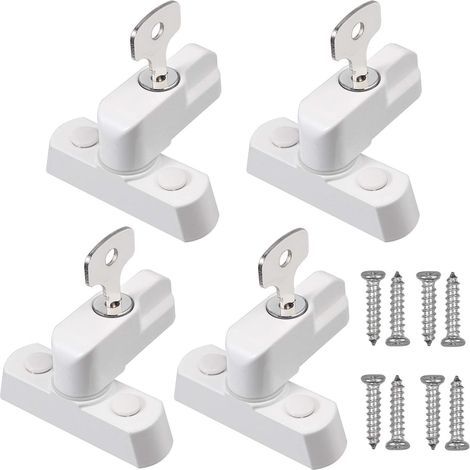 Fensterschlösser mit Schlüssel, robuste Fensterschlösser aus Zinklegierung für PVC-Türen und Fenster, 4 Stück, weiß (1/5)