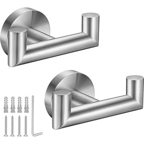 Ganchos para toallas de baño,gancho para ropa de acero inoxidable,soporte doble resistente para colgar toallas,paquete de 2