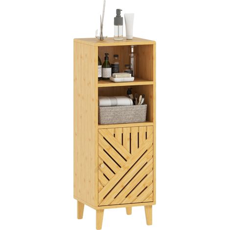 Armoire de salle de bain étroite, 32 x 30 x 90 cm, 100 % fibre de bambou, style moderne, installation autonome, numéro de modèle 834-877V00Nd (1/5)