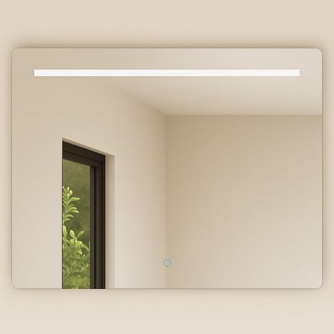 Miroir de Salle de Bain rectangulaire 90 x 80 cm Épaisseur 6 mm Barre LED Tactile avec Anti-buée Tonalités 3500K/4000K/6000K Miroir avec lumière Miroir avec LED (1/5)