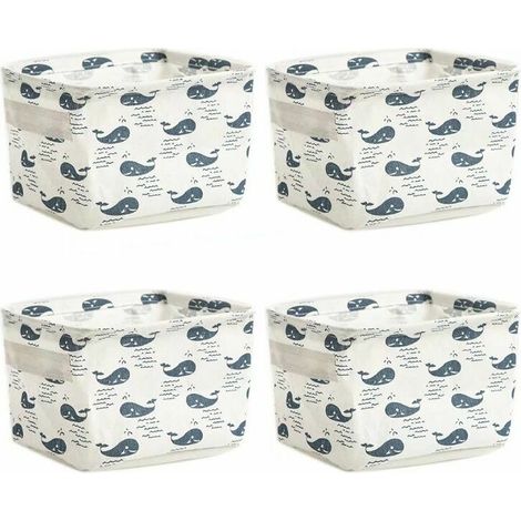 Set de 4 Mini Paniers de Rangement, Boîte de Rangement Pratique Tiroir en Tissu Lin Panier Stockage de Bureau Pliable Organisateur pour étagères et Bureau, Jouets, Llivres ou Maquillage (1/5)