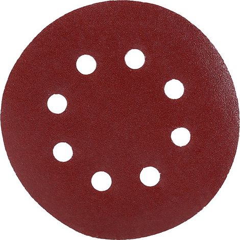 Disques de ponçage rouges 125mm, papiers abrasifs grain 180, 8 trous, 8 pièces, pour ponceuse électrique, polissage et finition. (1/2)