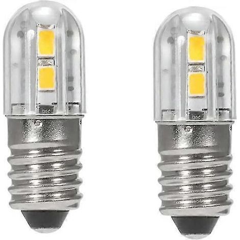 Lot de 2 ampoules LED 6V E10 à culot à vis 2835, 4 puces SMD, jaune, pour lampe frontale ou lampe torche. (1/4)