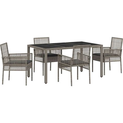 Maison Exclusive - Garten Essgruppe 5 pcs Grau Poly-Rattan