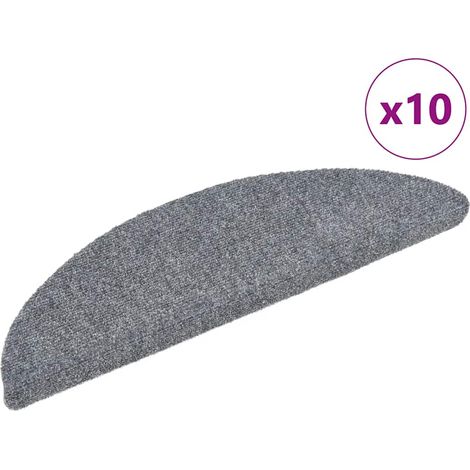 Maison Exclusive - Tappetini per scale autoadesivi 10 pz 56x17x3 cm Grigio chiaro semicircolari (1/5)