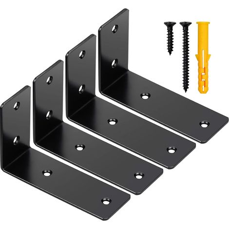 4 Pcs Support Droit en forme de L, 125 x 80 x 45mm Petite Equerre de Fixation pour Réparation et Fixation du Bois, du Plastique et du Métal (1/4)