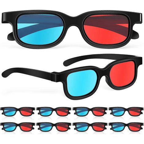 Lot de 10 lunettes 3D à lentilles rouge-bleu compatibles avec les écrans d'ordinateur, téléviseurs et écrans de cinéma ordinaires.-43.20X15.30X15.00CM