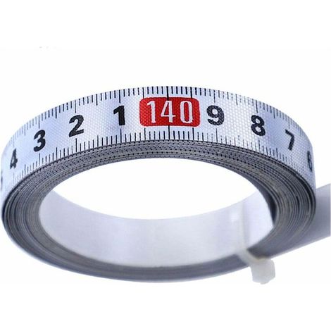 Selbstklebendes Stahllineal mit Skala, Gehrungssäge, selbstklebendes Maßband, metrisches Stahllineal, tragbares Maßband, für Werkbänke und Maschinen (4 m Vorderseite) (1/5)