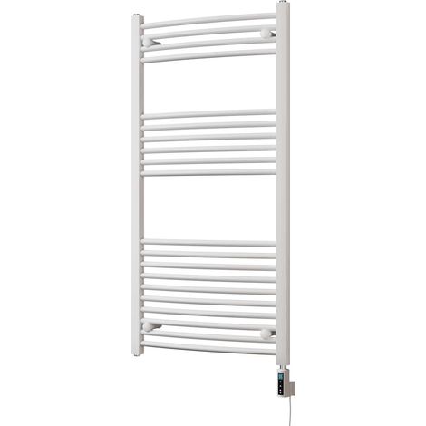 Zennor - White Electric Towel Rail H1200mm x W600mm Curved 600w Thermostatic WIFI (1/3)