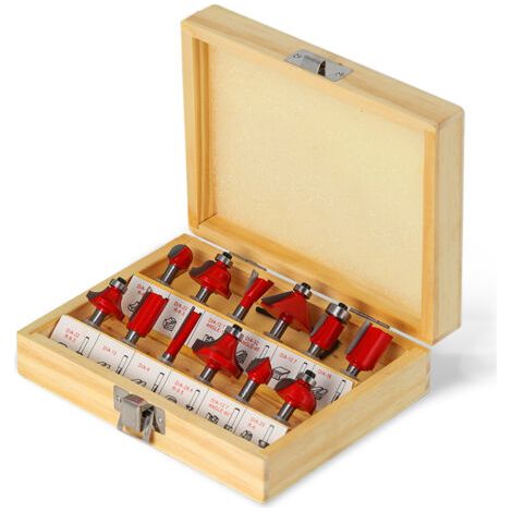 PA 12-teiliges Oberfräsen-Bit-Set, 6 mm Schaft, Wolframkarbid, Holzbearbeitung, Schneiden, Nuten (mit geradem Bit, Hohlkehlen-Bit, Fasen-Bit) (1/5)