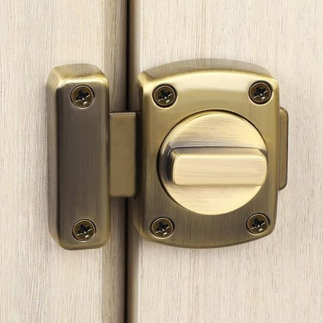Verrou Porte Interieure Securite Porte D'entrée Rotatif, Loquets et Verrous de Portes en Métal pour Chambre Portail Clôture, Bronze, 55x56MM, EMS220U-Q (1/5)