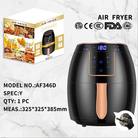 Freidora de aire caliente con capacidad de 5,5 litros, 1300 W de potencia, pantalla táctil y accesorios de cocina de vidrio. (1/5)
