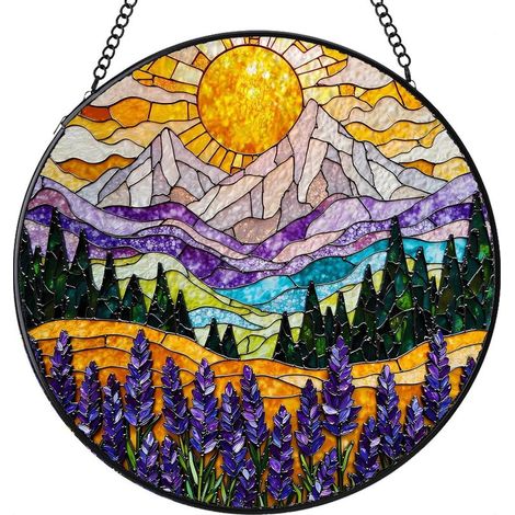 Attrape-soleil vitrail rond – Déco intérieure pour fenêtre, porte ou mur, idée cadeau femme homme maman papa, Diamètre : 9 cm (1/4)