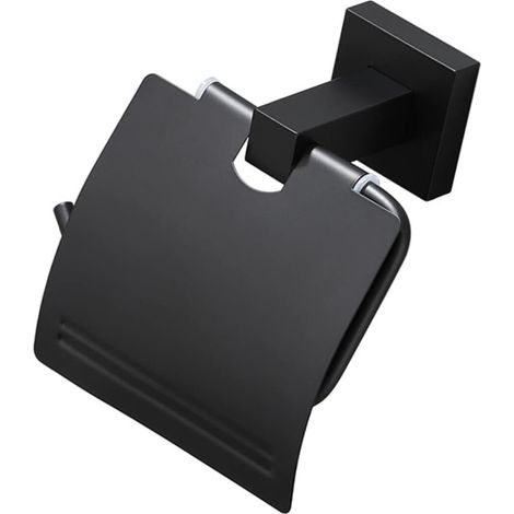Porte-Rouleau de Papier Toilette en Aluminium Noir, Rangement Mural pour Salle de Bain, Résistant la Corrosion, Bords Lisses, Style Nordique Simple (1/5)