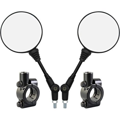 Rétroviseur pour moto, rétroviseur rond pliable universel et base de fixation de 10 mm pour motos, scooters et vélos (1/5)