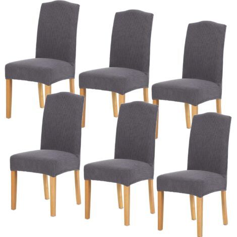 Housse de Chaise 6 pièces,Salle à Manger Stretch Extensible Antidérapante Couverture de Chaise,Housse de Salle à Manger Amovible Lavable Housse de Chaise pour Salle(6 pièces,Gris) (1/5)