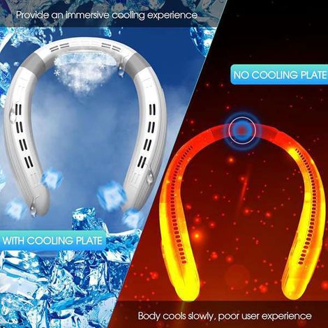 1 set. Colour: White. Material: ABS. Portable neck fan, USB rechargeable, bladeless, turbine type. (1/5)
