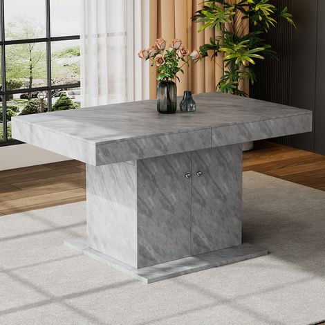 Mesa de comedor extensible 140/180 x 80 x 76 cm con almacenaje efecto hormigón DESVIAE (1/5)