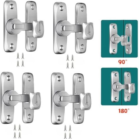 Verrou Porte Coulissante,90/180 Degrés Serrure Porte Interieure Avec Vis Loquet Porte Crochet Porte Fermeture Porte Coulissante Loquet Porte (1/5)