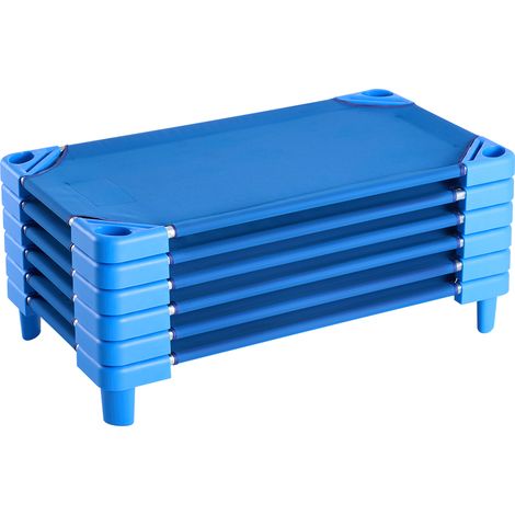 VEVOR Lit de sieste empilable pour enfant, 6 pcs, lit de couchage portable pour tout-petits, 102 x 57 cm, lit de garderie pour enfants, pour salle de classe prescolaire, pour dormir, se reposer, bleu