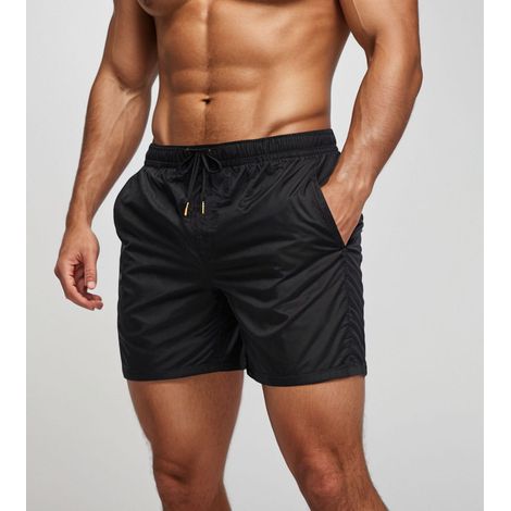 Pantalones cortos de playa para hombre con bolsillos, negros Recea L