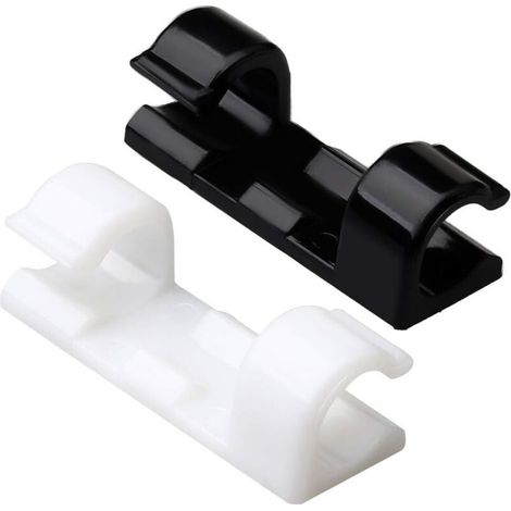 Lot de 40 clips adhésifs pour câbles – Rangement efficace des fils électriques – Autocollants pour TV, chargeur, voiture, bureau