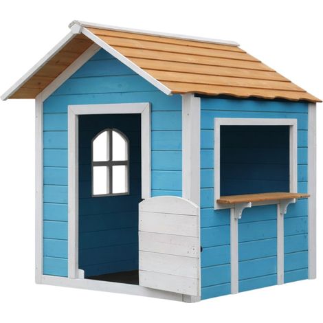 Casetta in Legno GINGER HOME per Bambini – per Giochi di Ruolo, Cortile e Giardino, Blu, 118×138×132,5 cm (1/5)