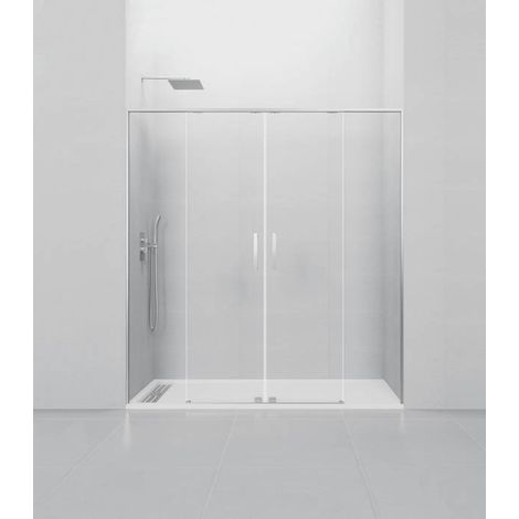 Box doccia frontale TWENTY con apertura centrale, 2 pannelli fissi con 2 porte scorrevoli, profilo cromato Misura di installazione: 141 - 151 cm (1/3)