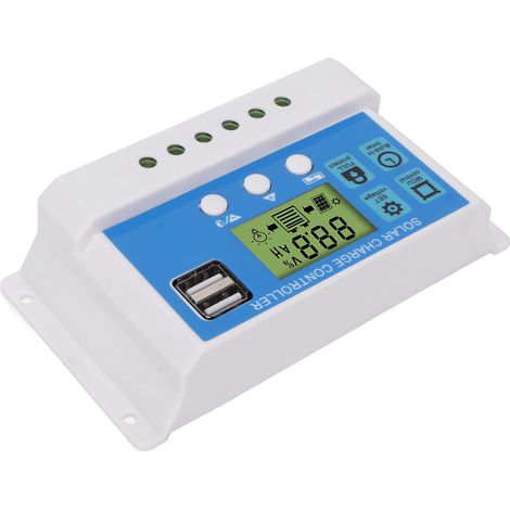 Régulateur de Charge Solaire PWM 20A avec Affichage LCD, Ports USB Double, Compatible 12V/24V pour Panneaux (1/5)