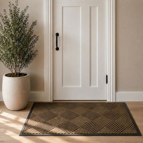 Tapis absorbant / anti-salissure Waterhog Diamond 90x150 cm - Bordure en caoutchouc - Camel