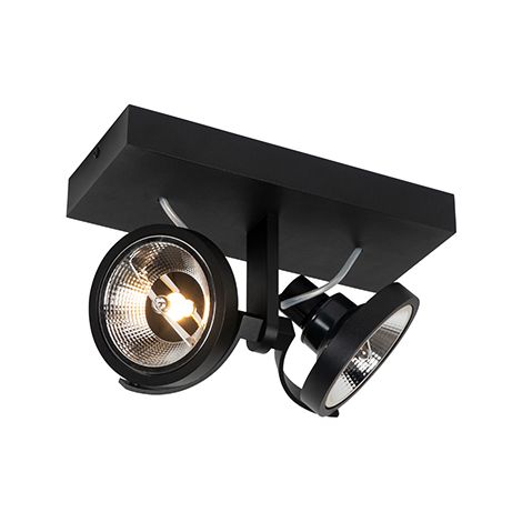 QAZQA Moderno Foco moderno negro 2-luces - Master 111 Aluminio Alargada Adecuado para LED Max. 2 x 50 Watt
