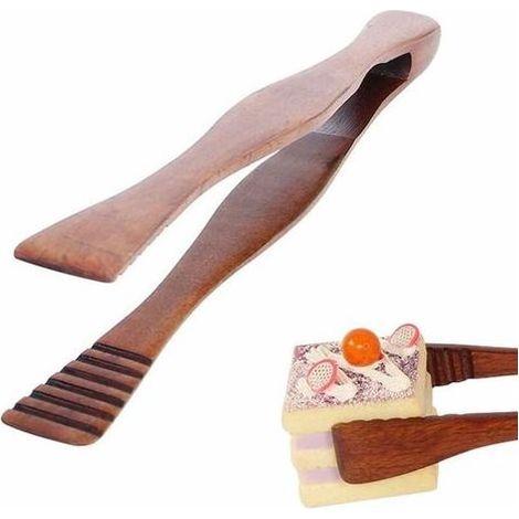 Pinzas de madera para alimentos, pinzas de cocina de madera, pinzas para tostadora, pinzas para pan tostado, pinzas para buffet, para cocina, camping, parrilla, buffet, restaurante, pastelería, ensala (1/5)