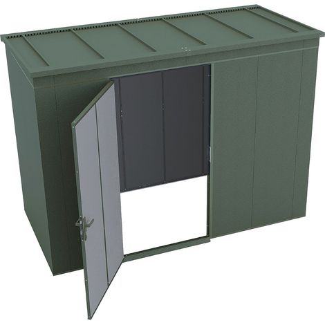 WEKA Gary Metallgerätehaus grün 3,7 m² Gerätehaus aus Metall in Grün, Geräteschrank mit 0,7 mm Wandstärke Gartenhaus