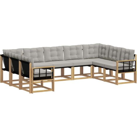 Outdoor-Sofagarnitur 9 stk. 9-Sitzer Weiß und Hellgrau vidaXL (1/5)