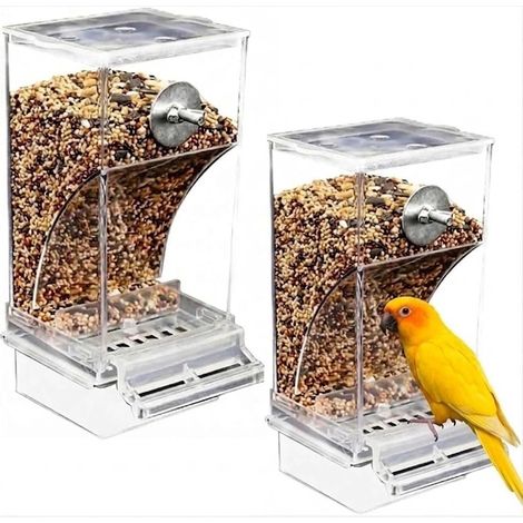Lot de 2 mangeoires automatiques multifonctionnelles, pour cage transparente, pour oiseaux domestiques, pinsons, canaris, perruches (1/5)
