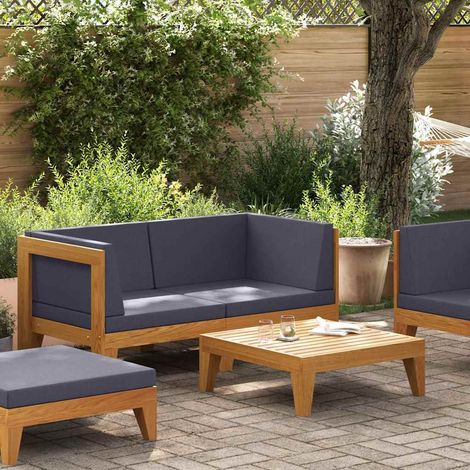 Salon de jardin 2 pcs avec coussins-Lot de 2 Mobilier de jardin-Meuble de jardin Bois d'acacia solide 946884